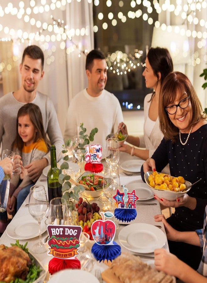 Weekgrat 9 Pcs New York Party Decorations NYC Honeycomb Decorations Big City USA Travel Theme Party Centerpiece Set Cityscape Decor for Birthday Baby Shower Table Decor - Image 5